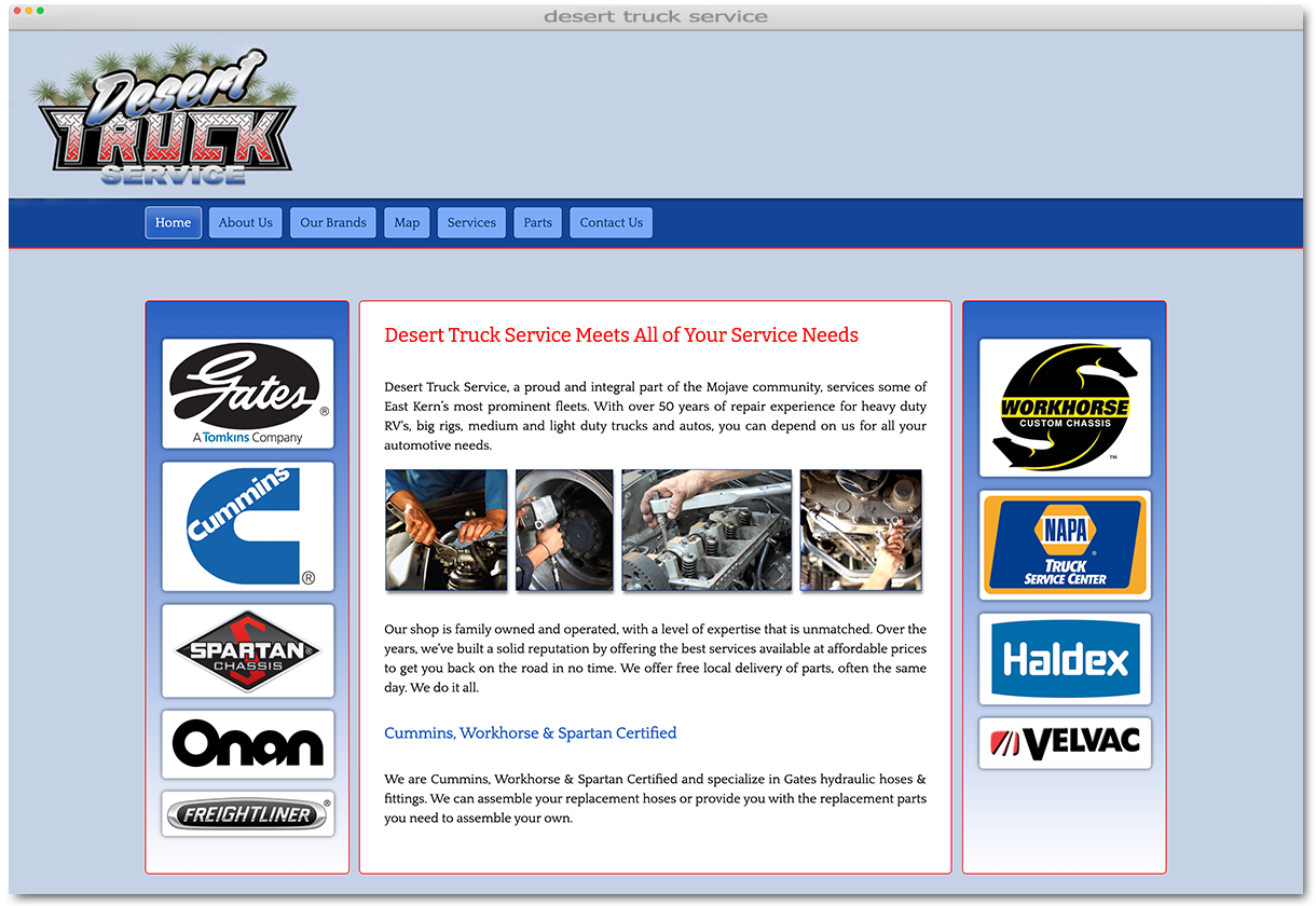 desrt truck service website